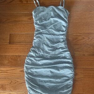 Elegant Blue Rhinestone body-con Dress